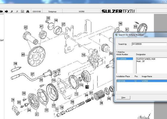 Τα ανταλλακτικά 911305599 αργαλειών Sulzer πλημνών ροδών διακοπτών στρέβλωση αφήνουν από τη μονάδα σκουληκιών